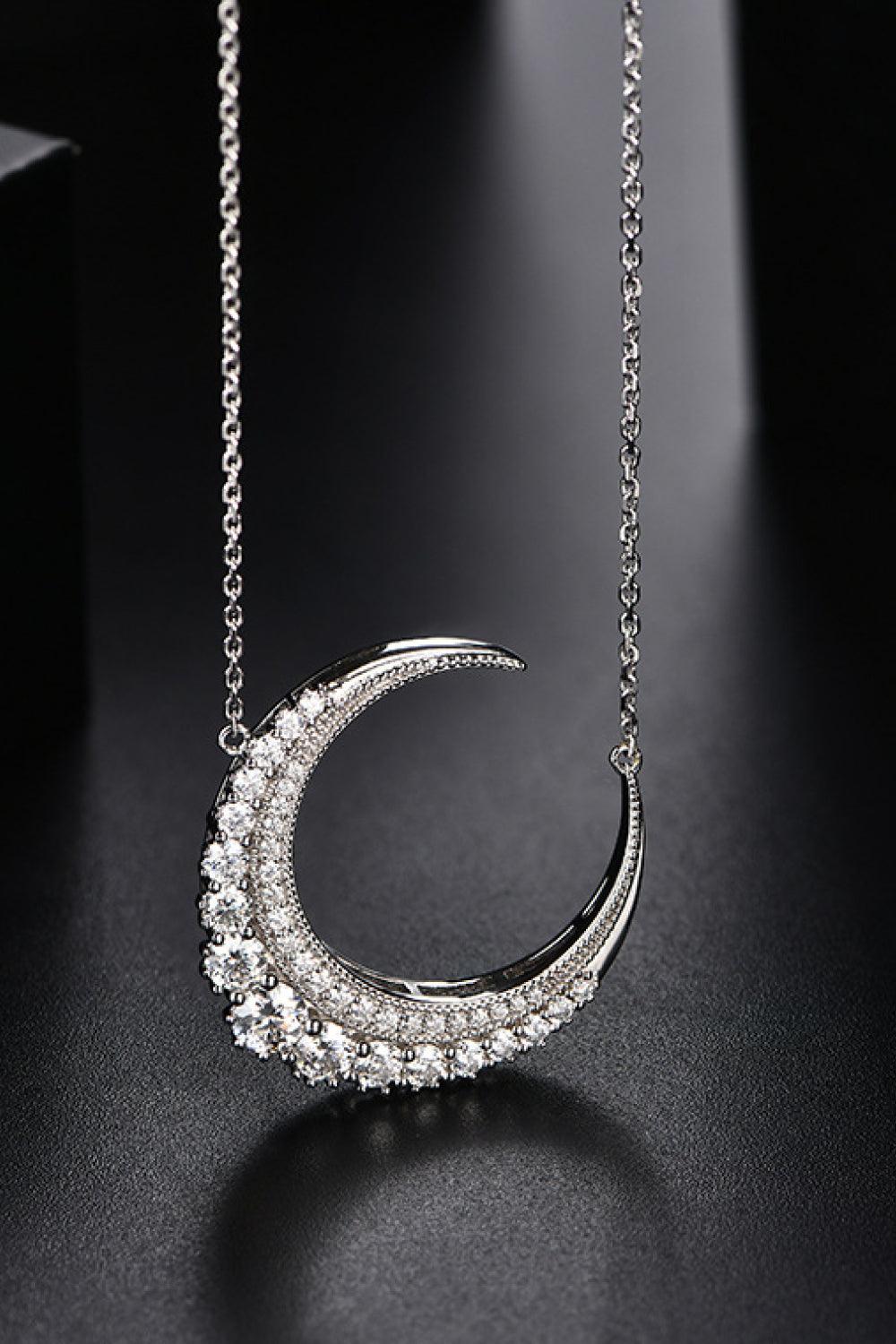 1.8 Carat Moissanite Crescent Moon Shape Pendant Necklace - Lab Fashion, Home & Health