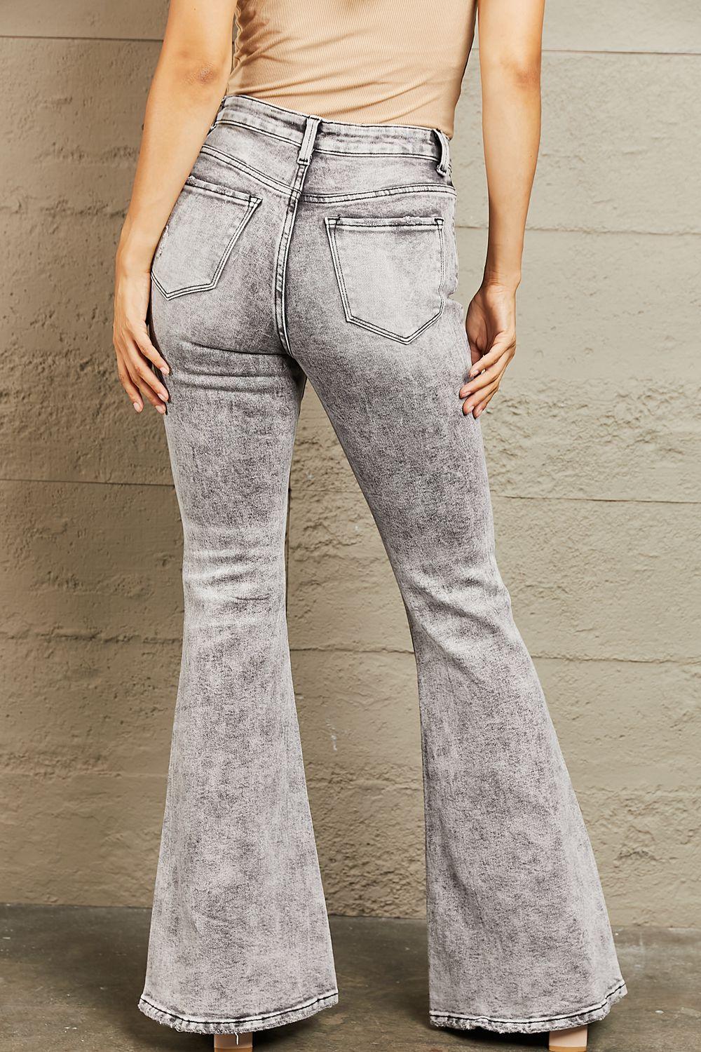 BAYEAS High Waisted Acid Wash Flare Jeans - Lab Fashion, Home & Health