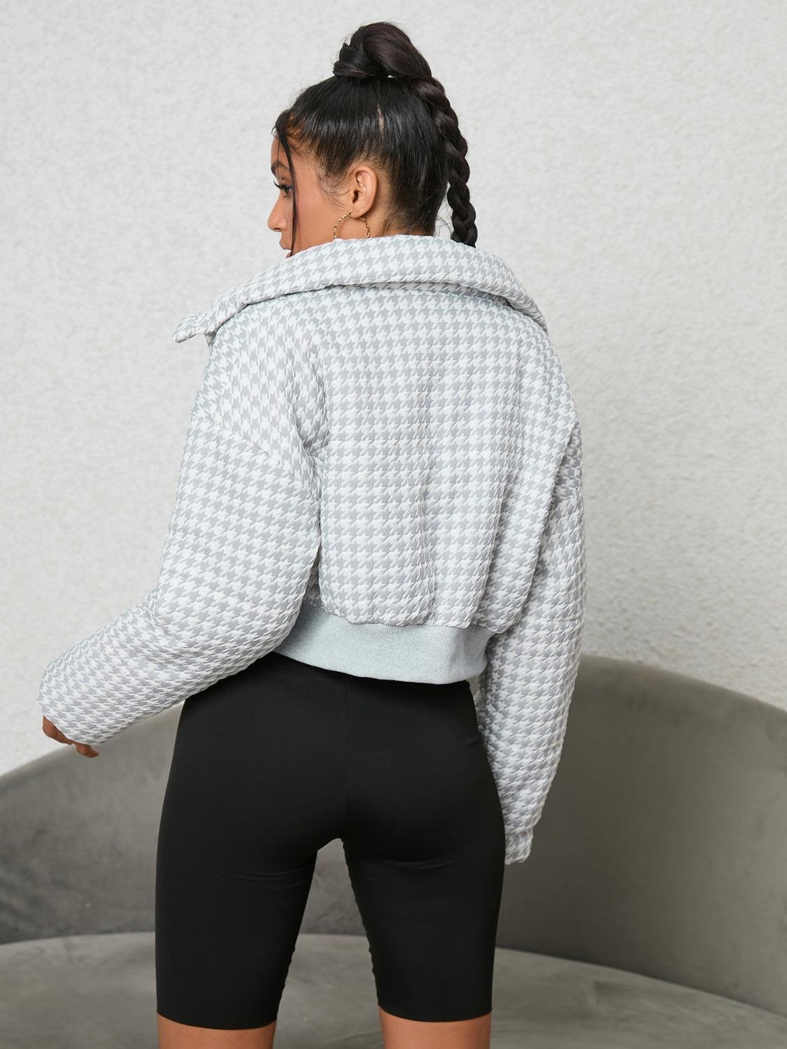 Houndstooth Zip-Up Jacket - Lab Fashion, Home & Health