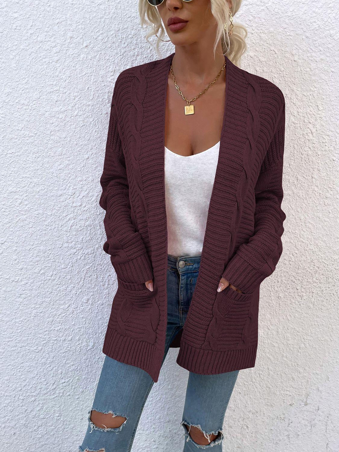 Open Front Cardigan with Pockets - Lab Fashion, Home & Health