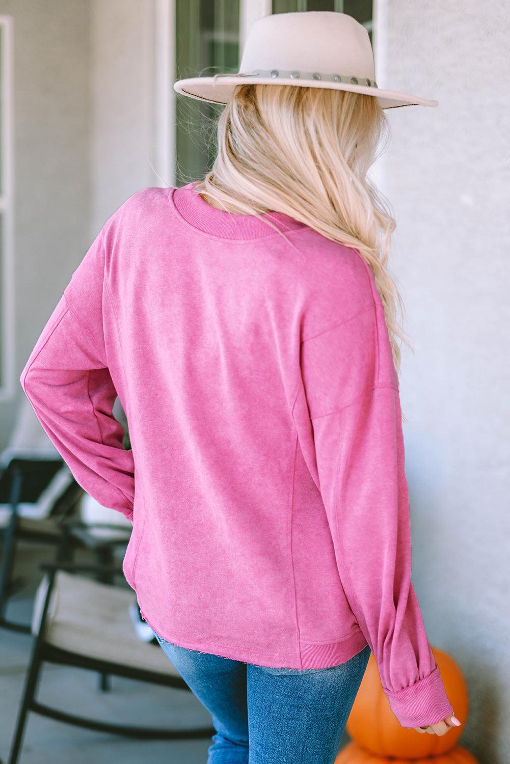 Twisted Plunge Neck Dropped Shoulder Sweatshirt - Lab Fashion, Home & Health