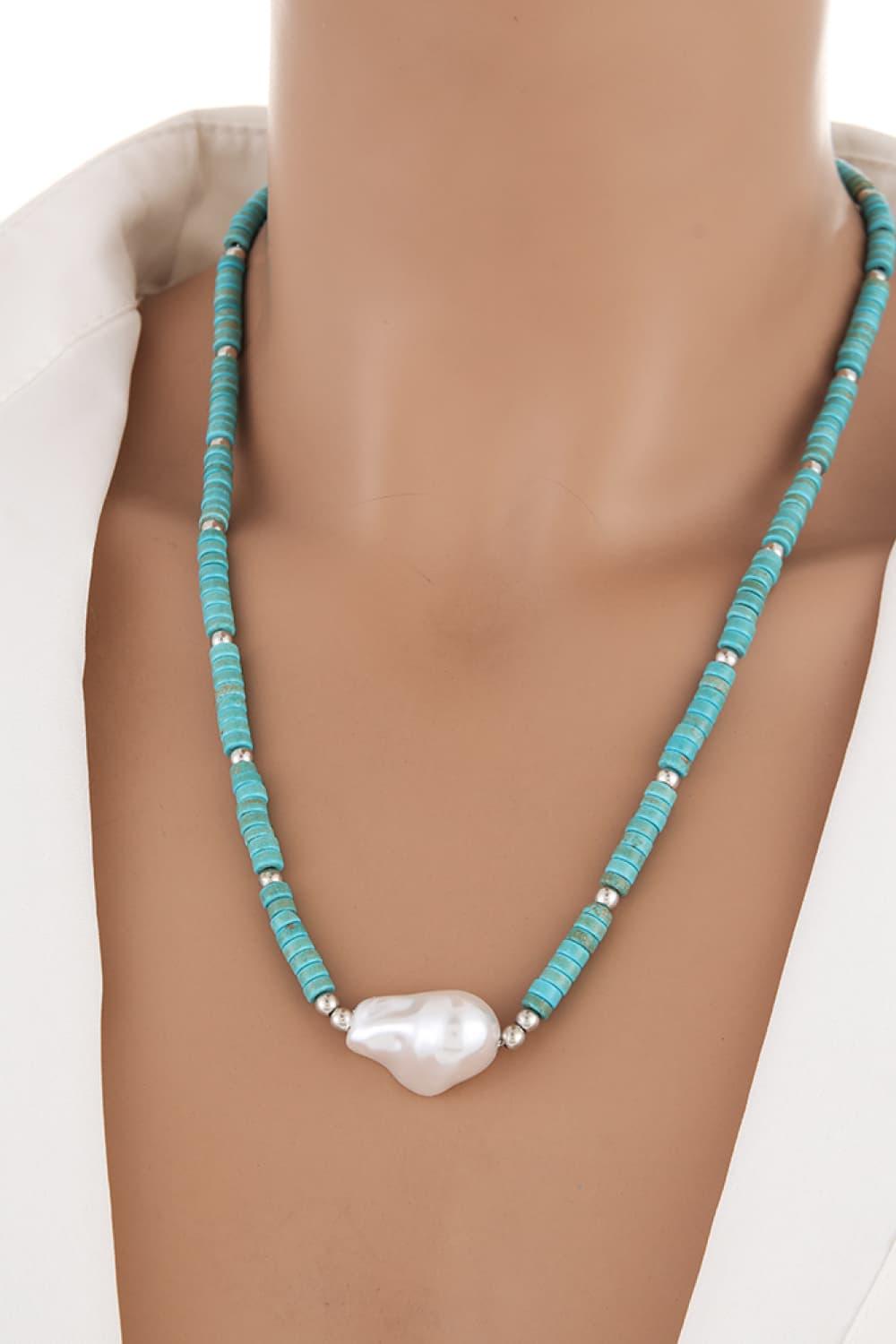 Turquoise & Pearl Necklace - Lab Fashion, Home & Health