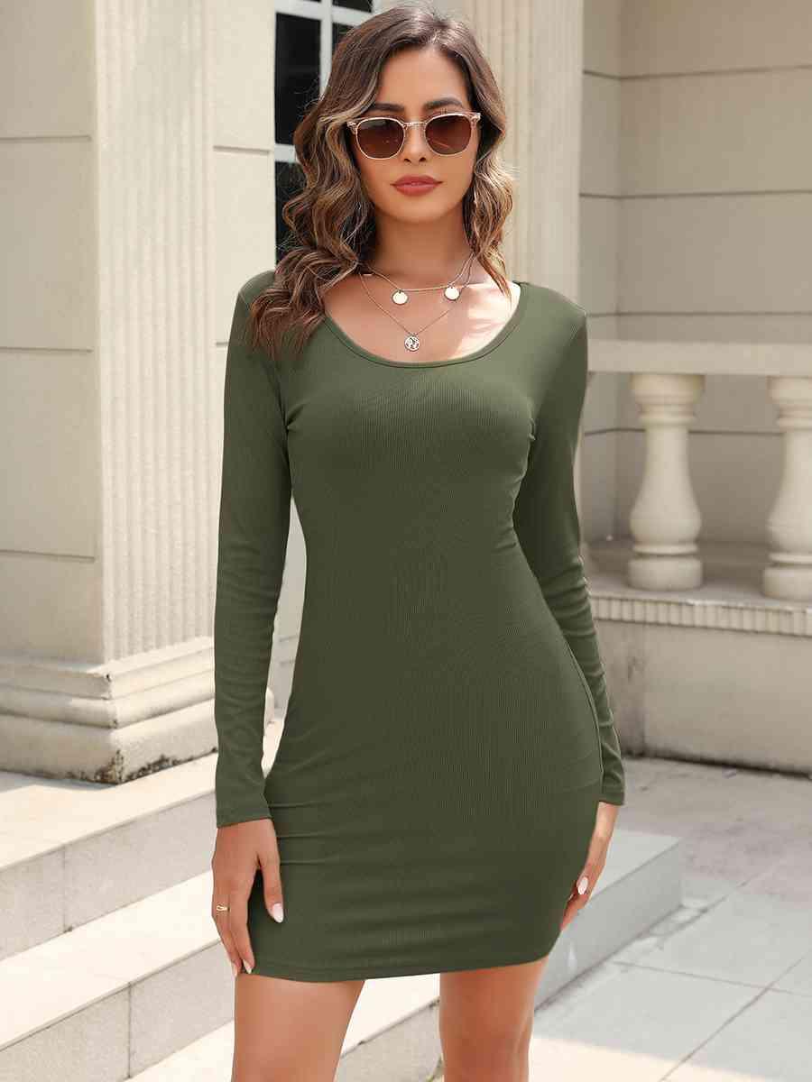 Round Neck Long Sleeve Mini Dress - Lab Fashion, Home & Health