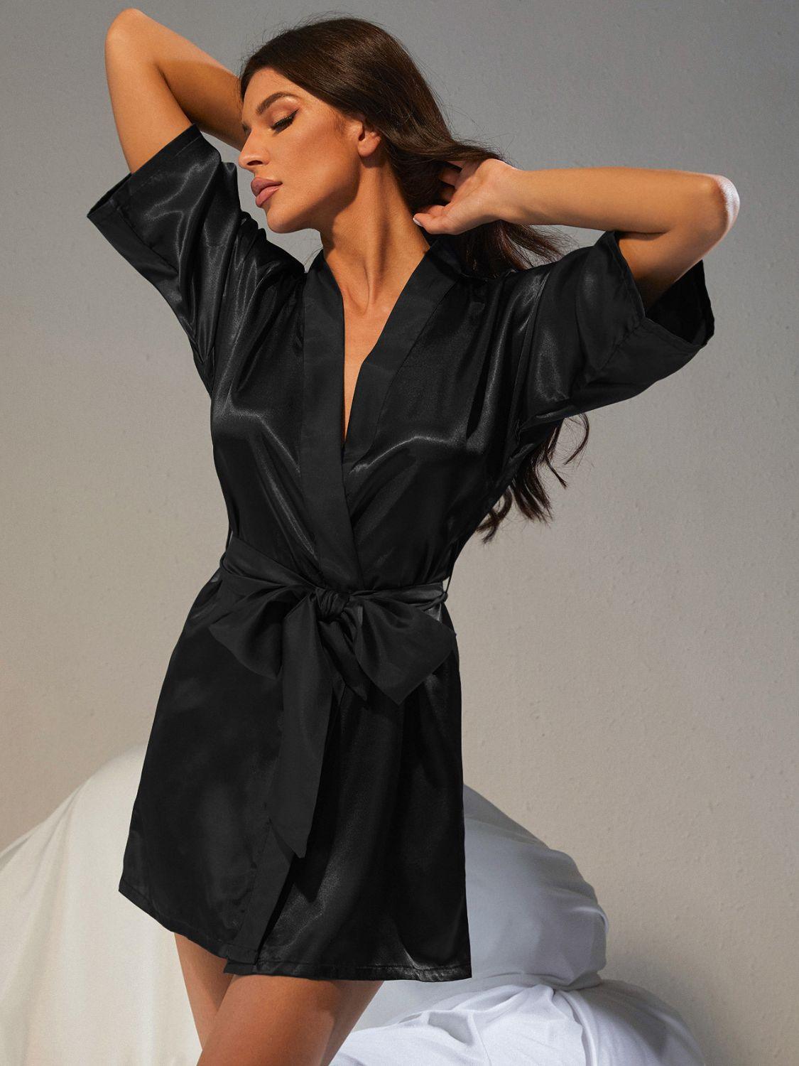 Belted Half Sleeve Robe - Lab Fashion, Home & Health