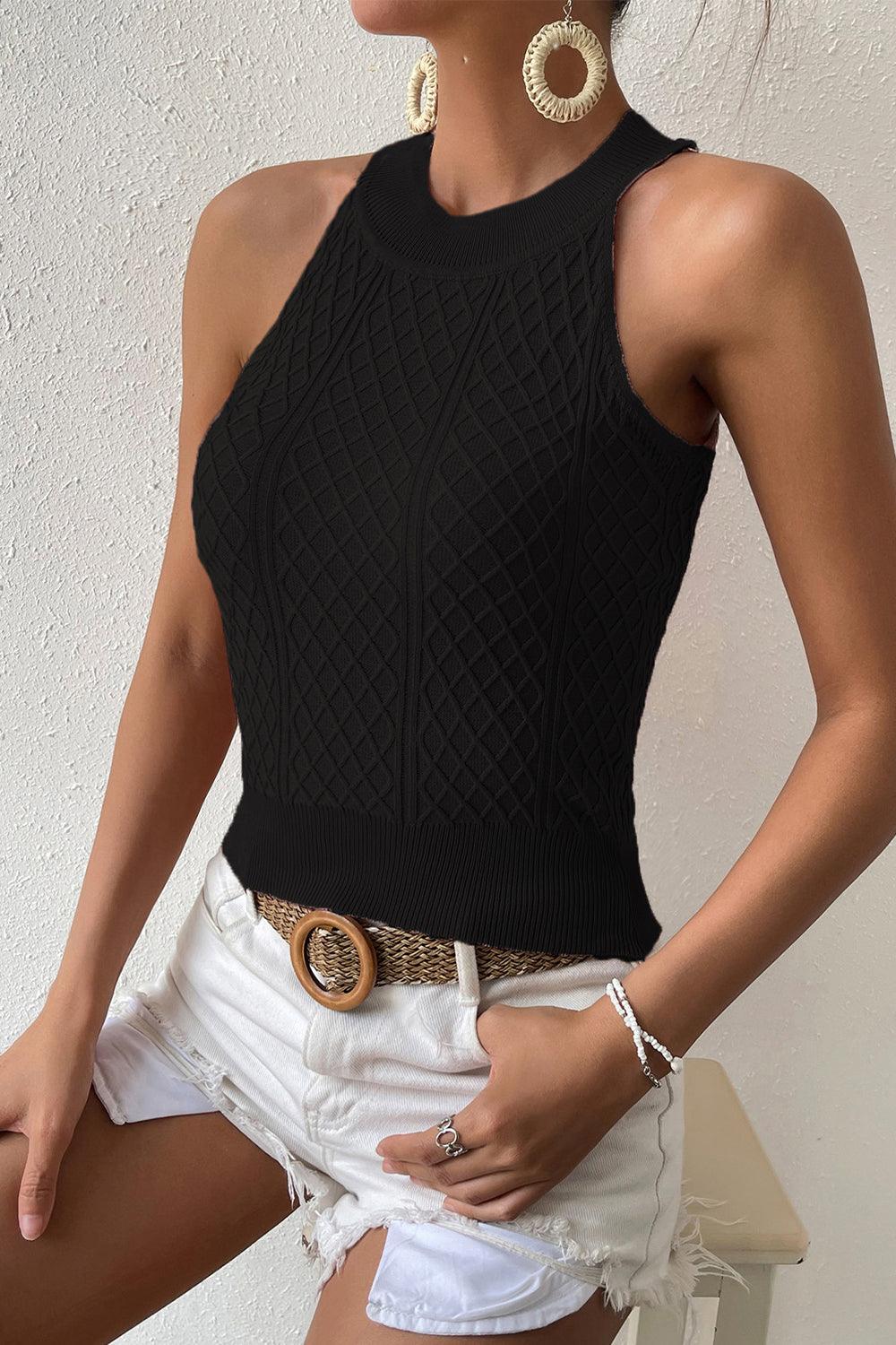 Round Neck Sleeveless Knit Top - Lab Fashion, Home & Health