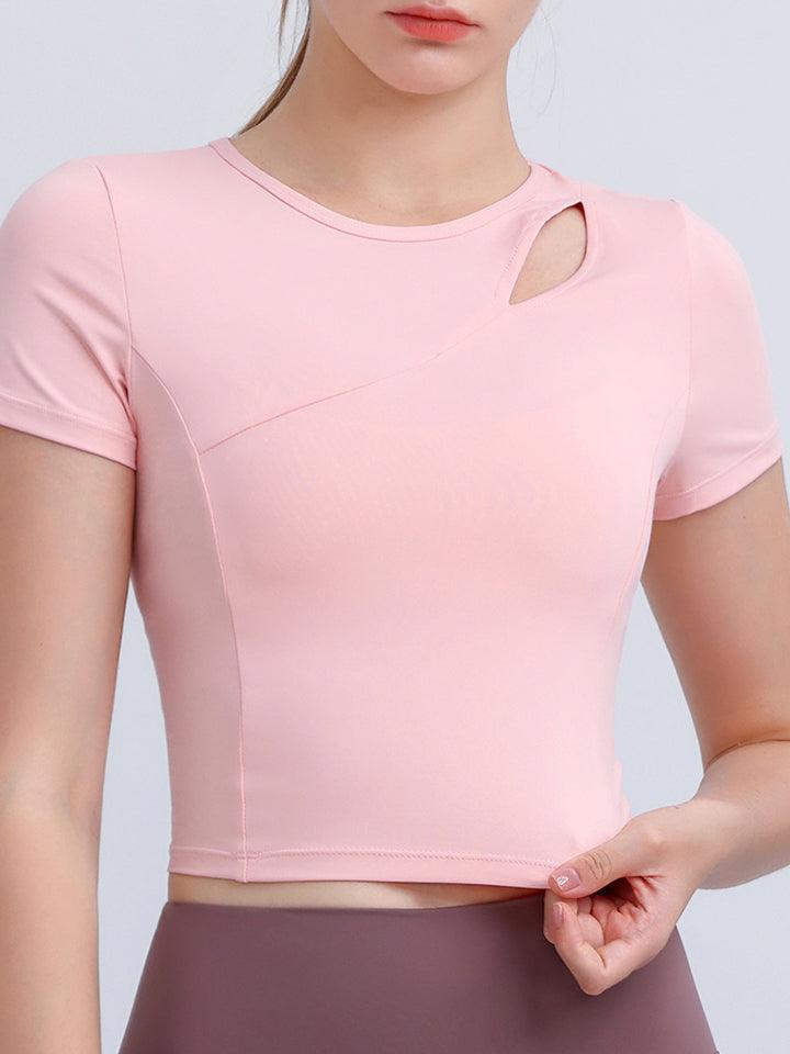 Round Neck Short Sleeve Active Top - Lab Fashion, Home & Health