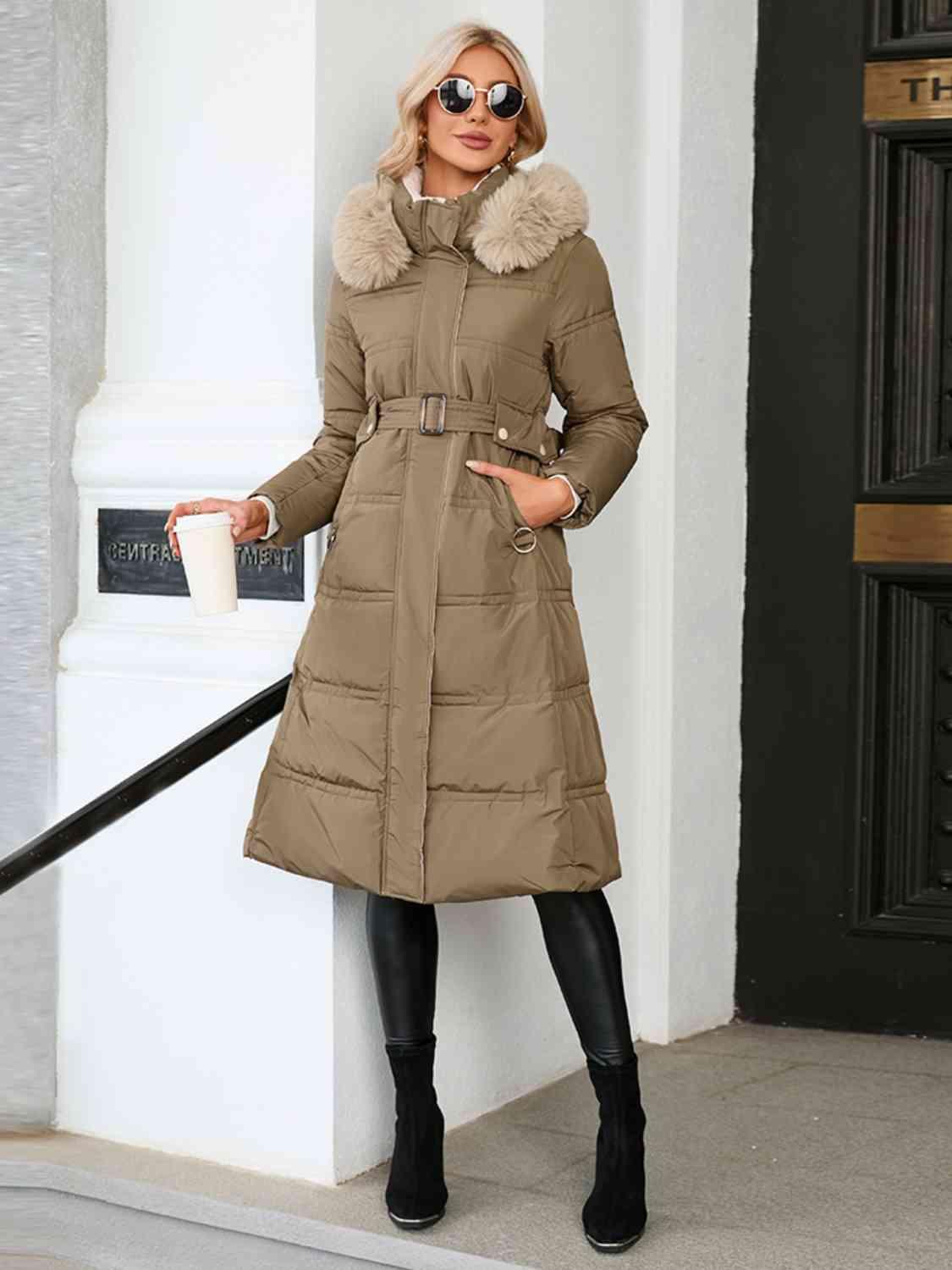 Longline Hooded Winter Coat with Pockets - Lab Fashion, Home & Health