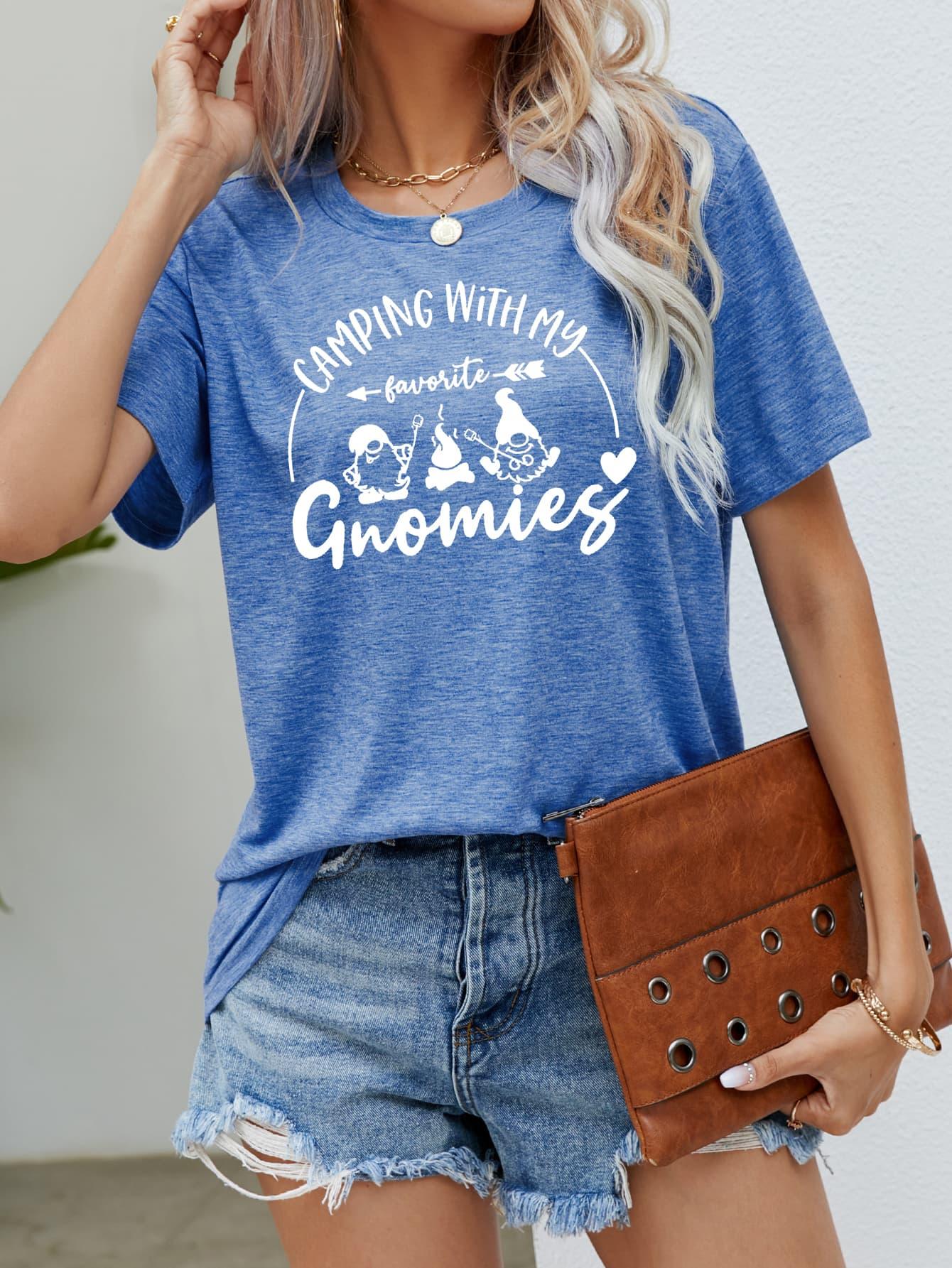 CAMPING WITH MY FAVORITE GNOMIES Graphic Tee - Lab Fashion, Home & Health