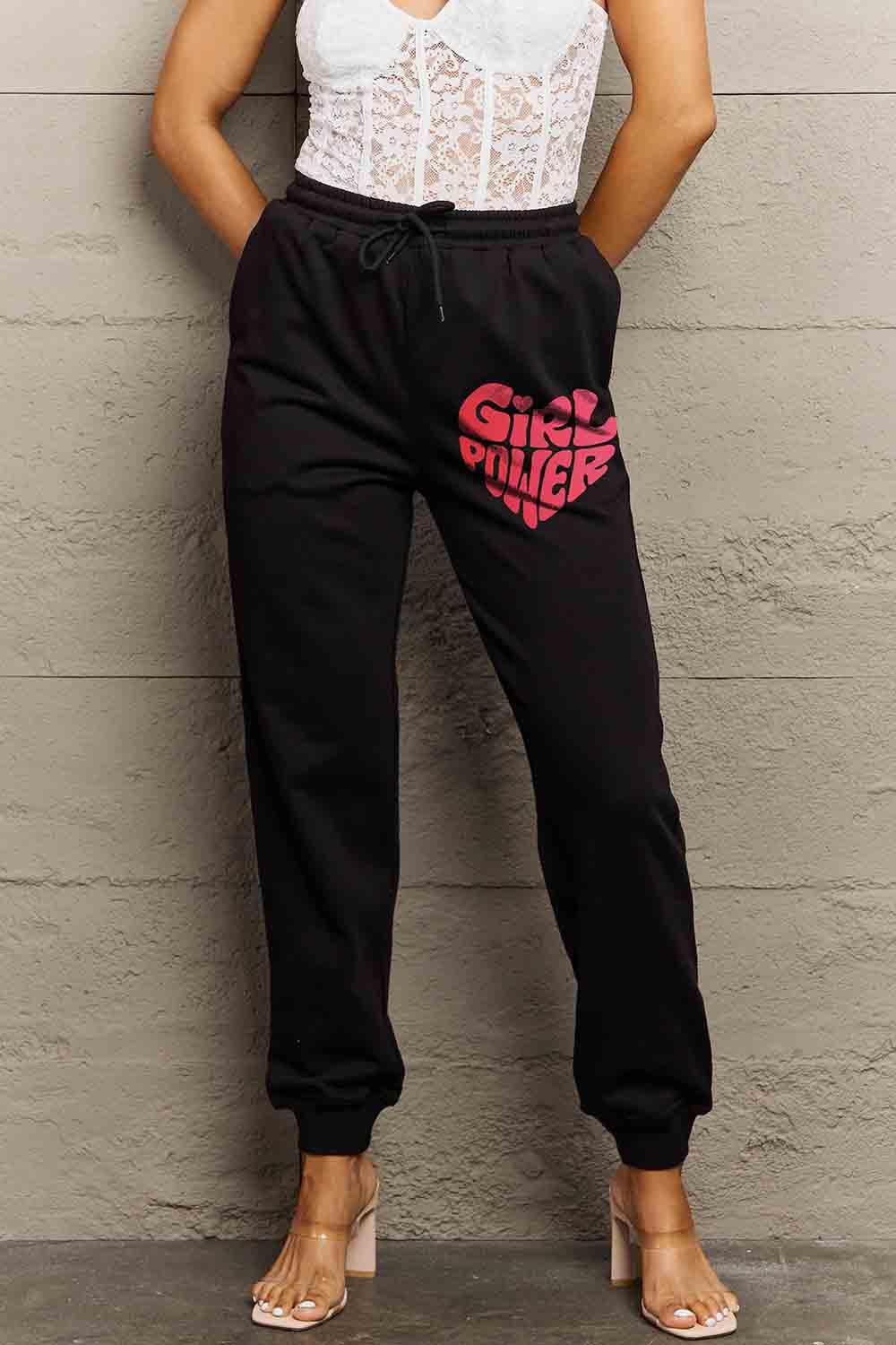 Simply Love Full Size GIRL POWER Graphic Sweatpants - Lab Fashion, Home & Health