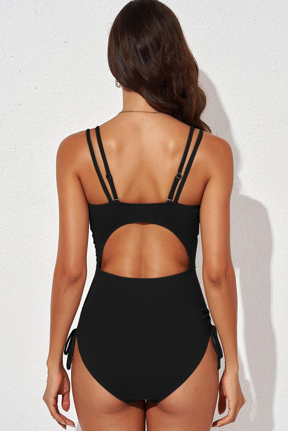 Tied Cutout Plunge One-Piece Swimsuit - Lab Fashion, Home & Health