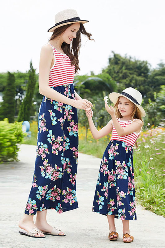 Girls Striped Floral Sleeveless - Lab Fashion, Home & Health