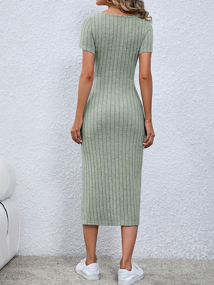 Short Sleeve Slit Midi Dress - Lab Fashion, Home & Health