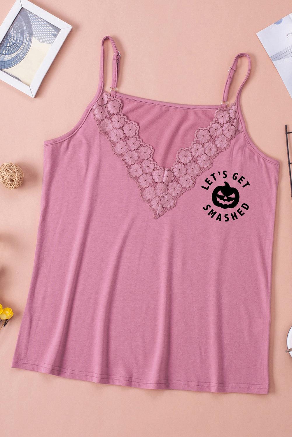 Lace Trim LET'S GET SMASHED Graphic Cami - Lab Fashion, Home & Health