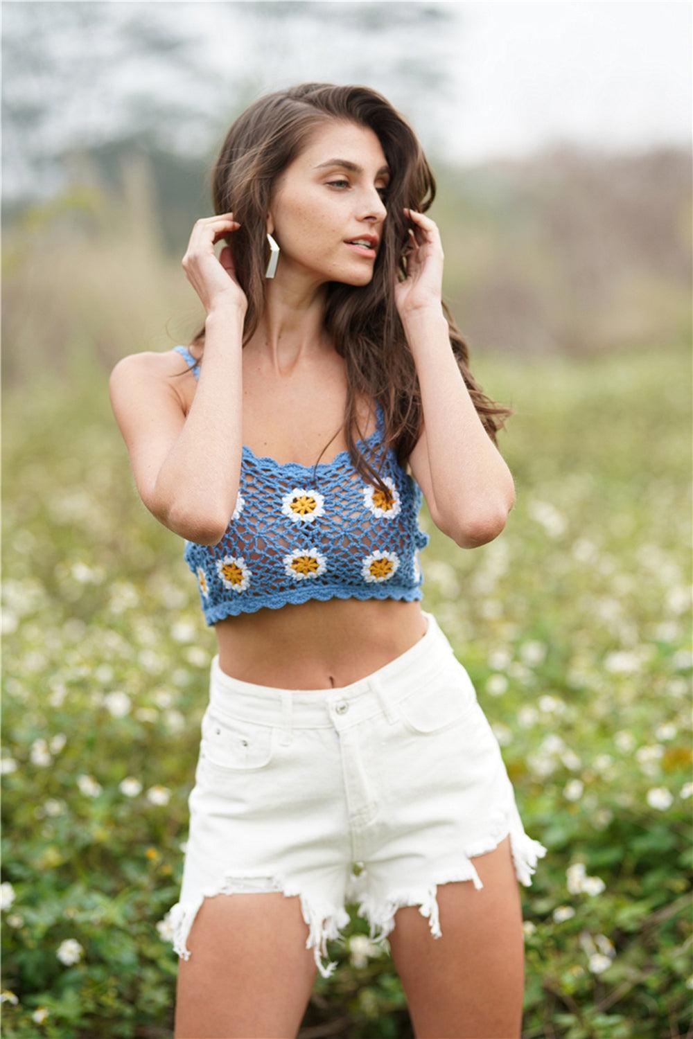 Floral Crochet Cropped Cami - Lab Fashion, Home & Health