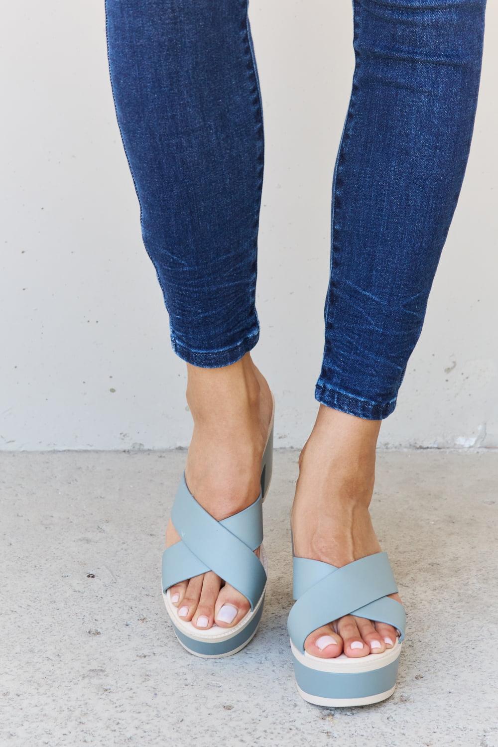 Weeboo Cherish The Moments Contrast Platform Sandals in Misty Blue - Lab Fashion, Home & Health