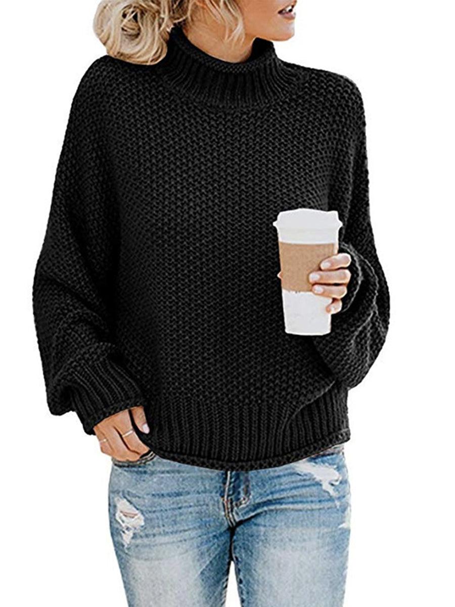 Turtleneck Dropped Shoulder Sweater - Lab Fashion, Home & Health