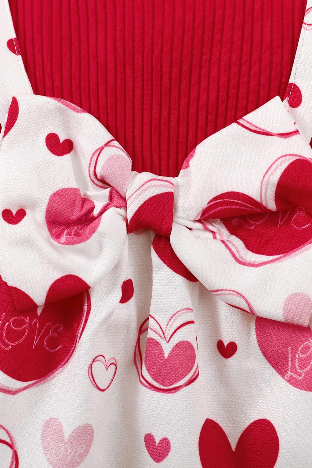 Girls Heart Print Bow Detail Sweater and Flare Pants Set - Lab Fashion, Home & Health