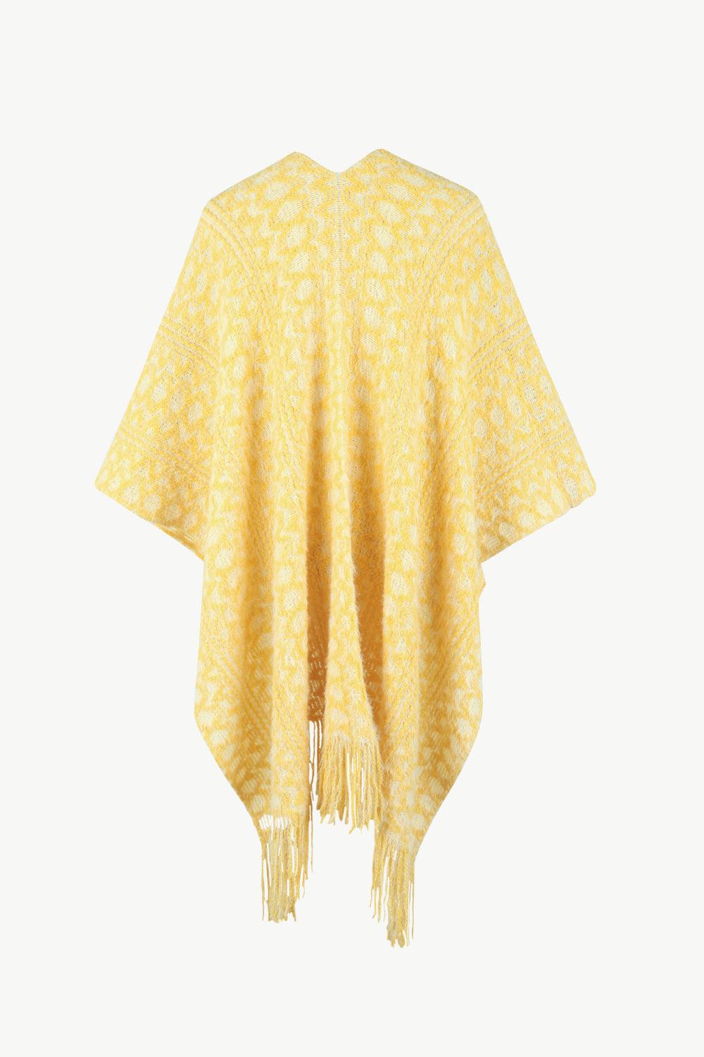 Open Front Fringe Hem Poncho - Lab Fashion, Home & Health