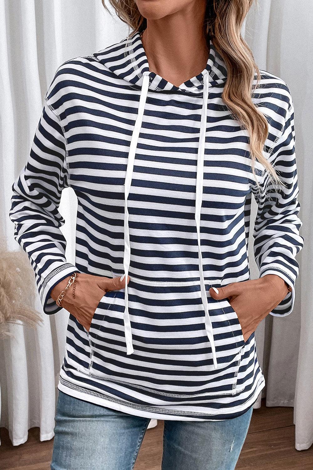 Striped Long Sleeve Hoodie - Lab Fashion, Home & Health