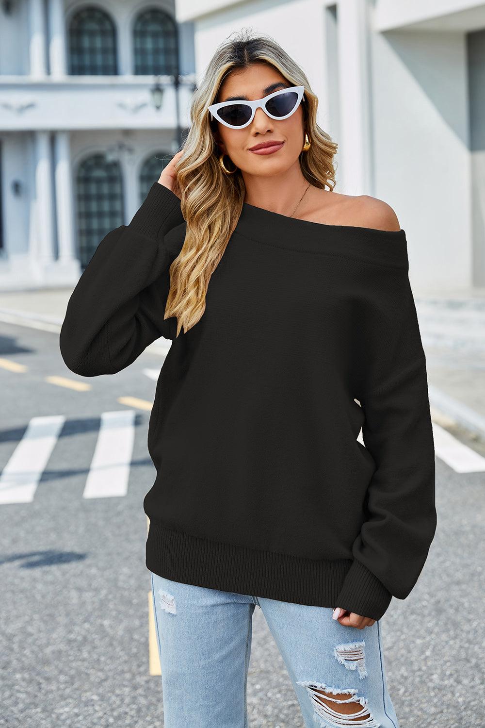 Long Sleeve Ribbed Trim Sweater - Lab Fashion, Home & Health