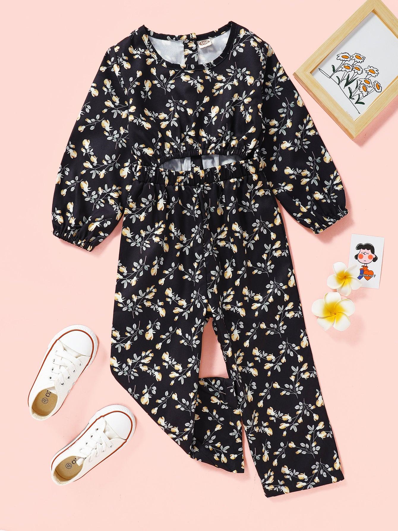 Girls Floral Cutout Jumpsuit - Lab Fashion, Home & Health