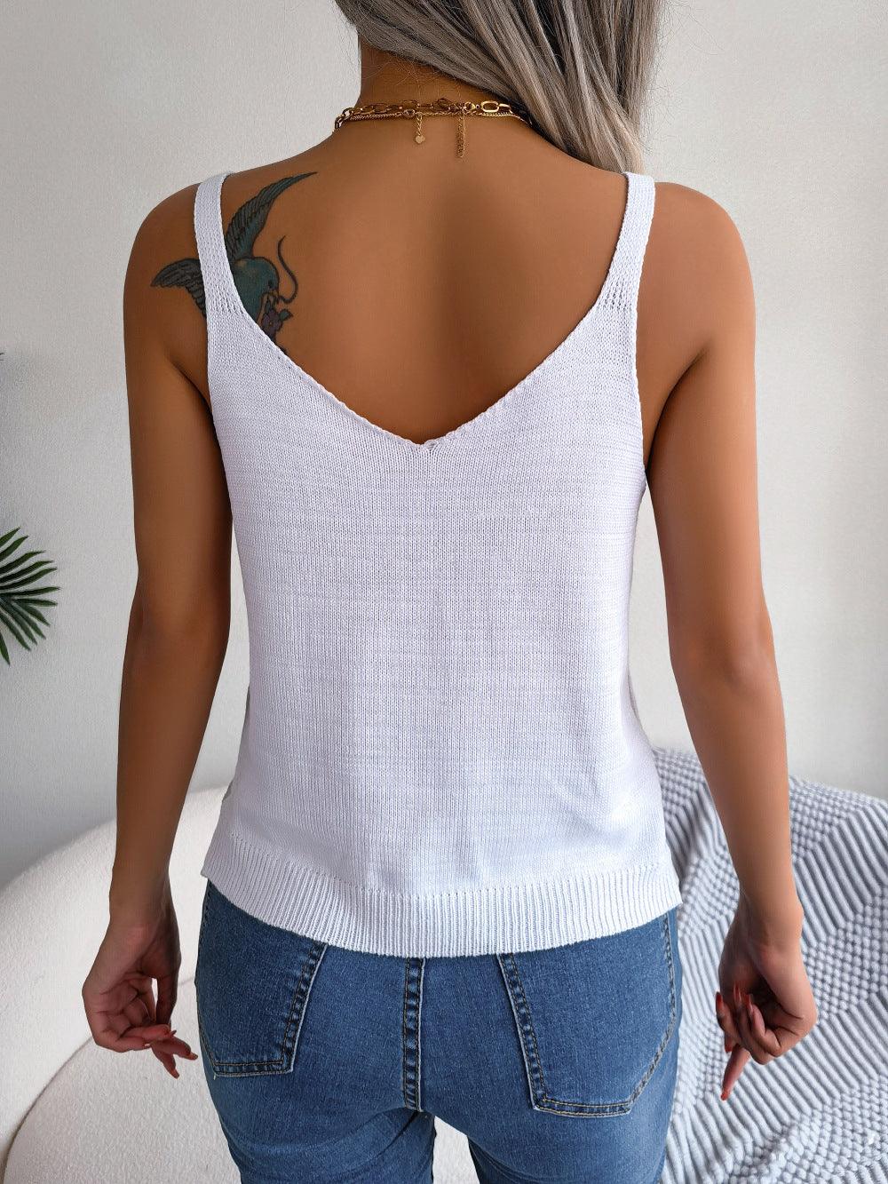 Openwork Scoop Neck Tank Top - Lab Fashion, Home & Health