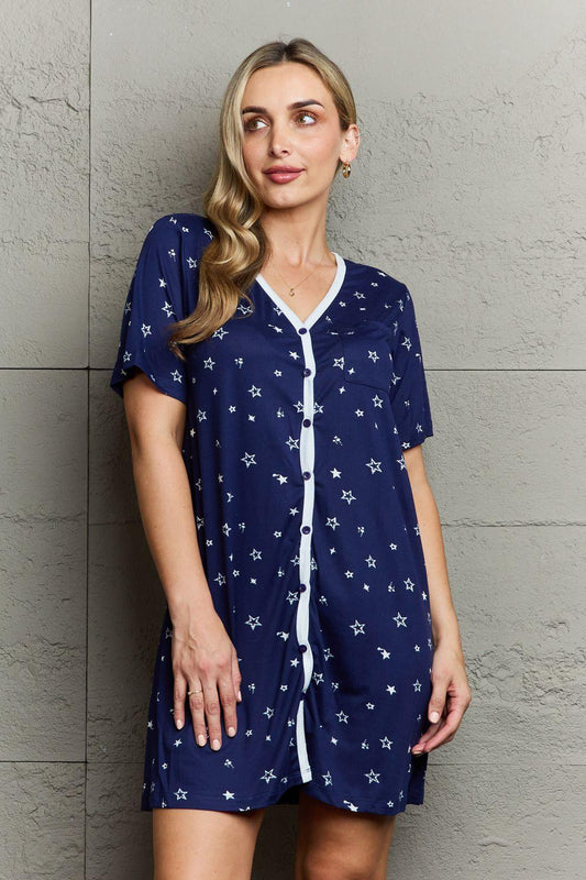 MOON NITE Quilted Quivers Button Down Sleepwear Dress - Lab Fashion, Home & Health