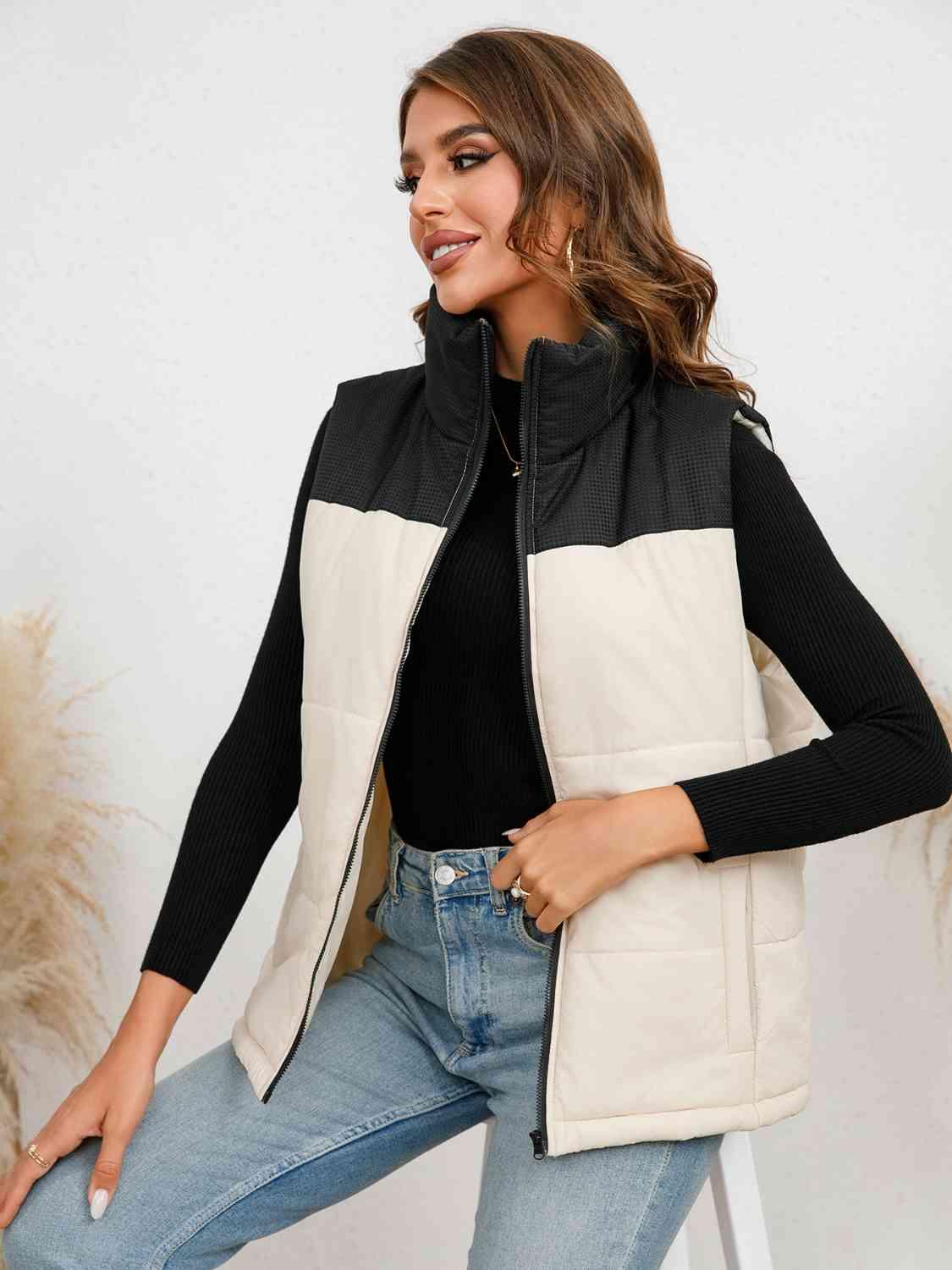Two-Tone Zip-Up Vest - Lab Fashion, Home & Health