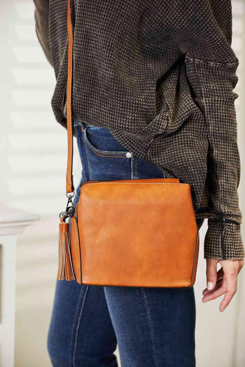 SHOMICO PU Leather Crossbody Bag with Tassel - Lab Fashion, Home & Health