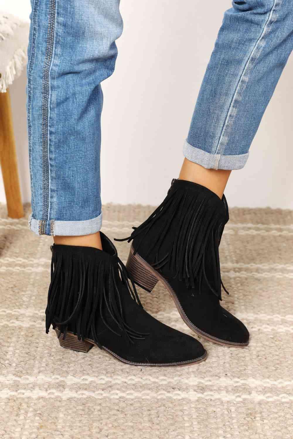 Legend Women's Fringe Cowboy Western Ankle Boots - Lab Fashion, Home & Health