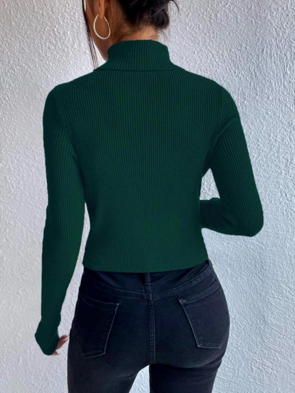 Cutout Turtleneck Rib-Knit Top - Lab Fashion, Home & Health