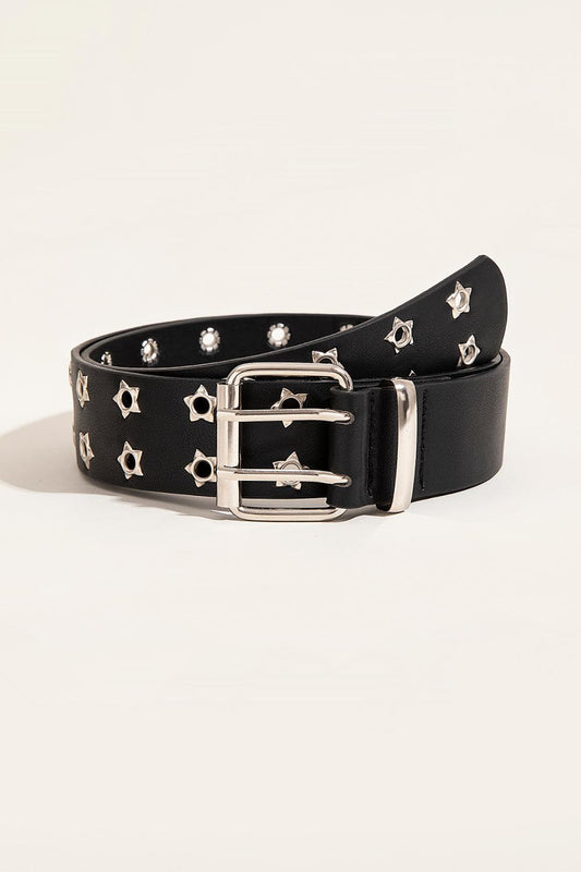 Double Row Star Grommet PU Leather Belt - Lab Fashion, Home & Health