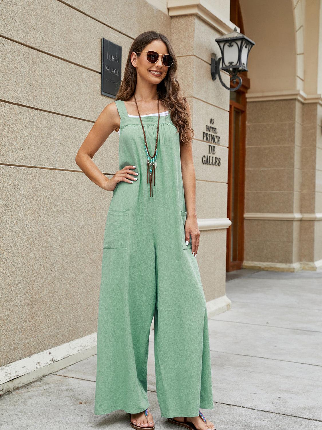 Square Neck Sleeveless Jumpsuit - Lab Fashion, Home & Health