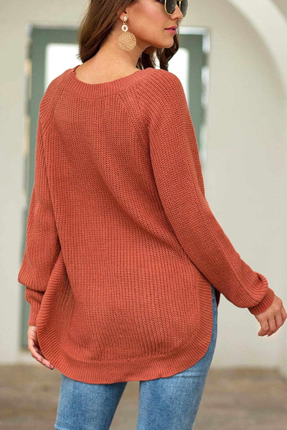 Round Neck Ribbed Knit Top - Lab Fashion, Home & Health