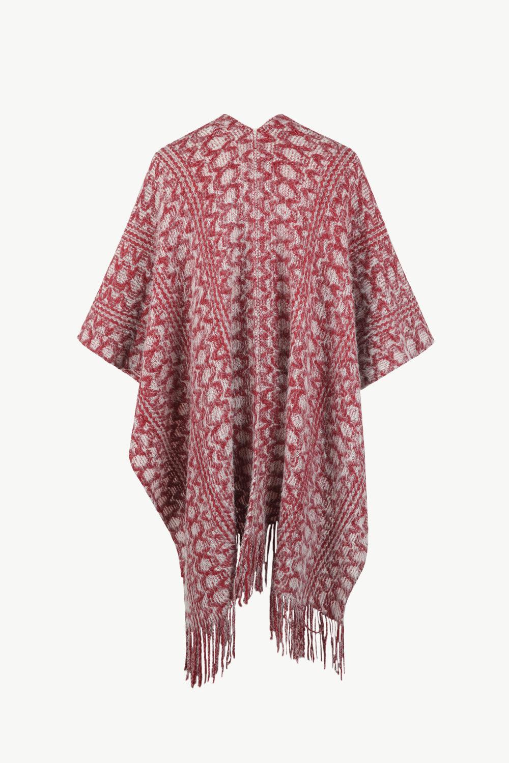 Open Front Fringe Hem Poncho - Lab Fashion, Home & Health