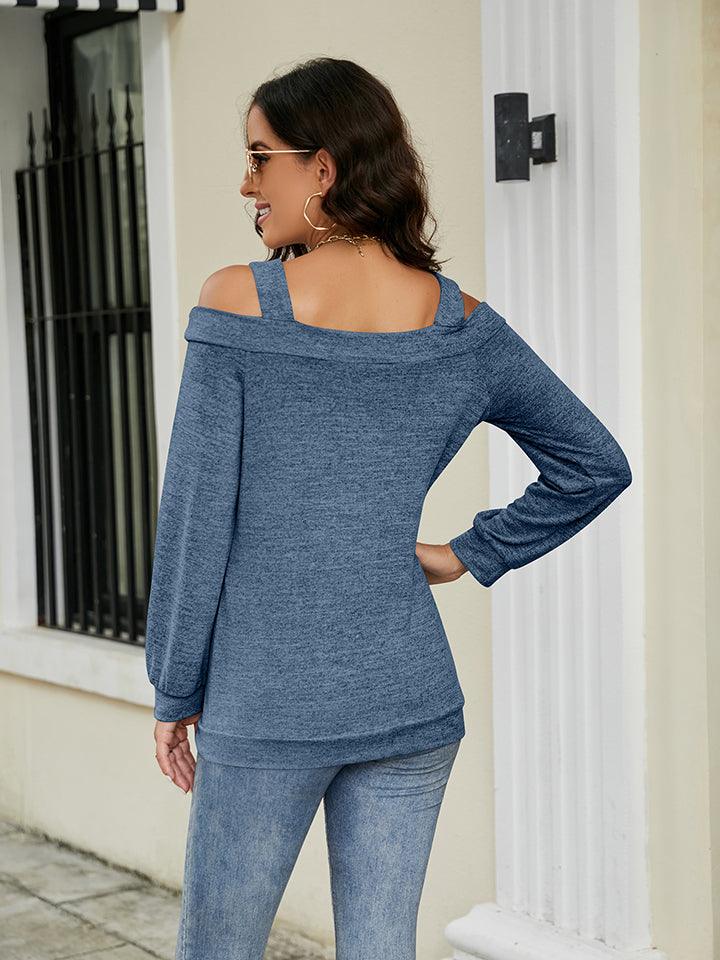 Cold Shoulder Cutout Square Neck Blouse - Lab Fashion, Home & Health