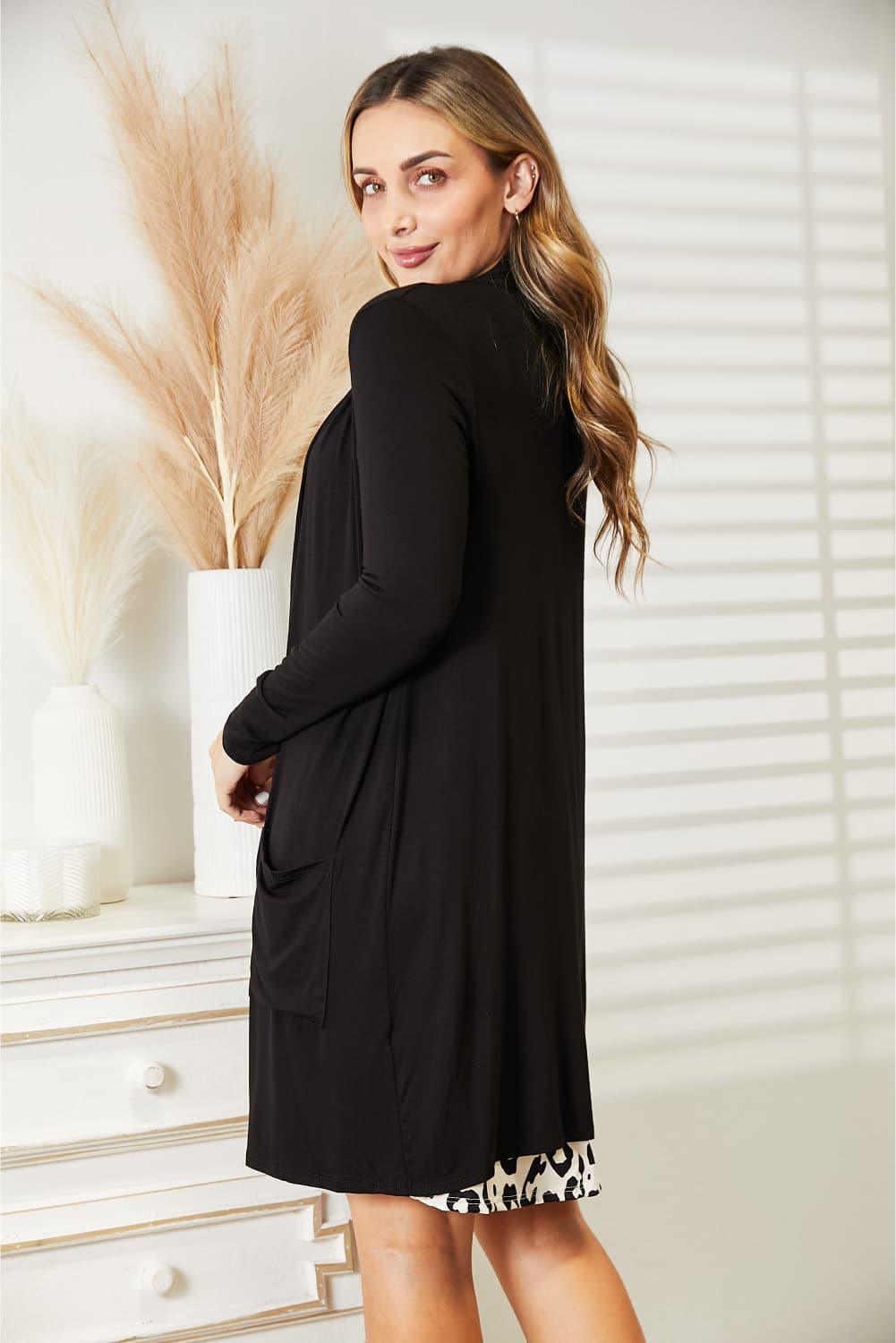 Celeste Full Size Open Front Longline Cardigan with Pockets - Lab Fashion, Home & Health