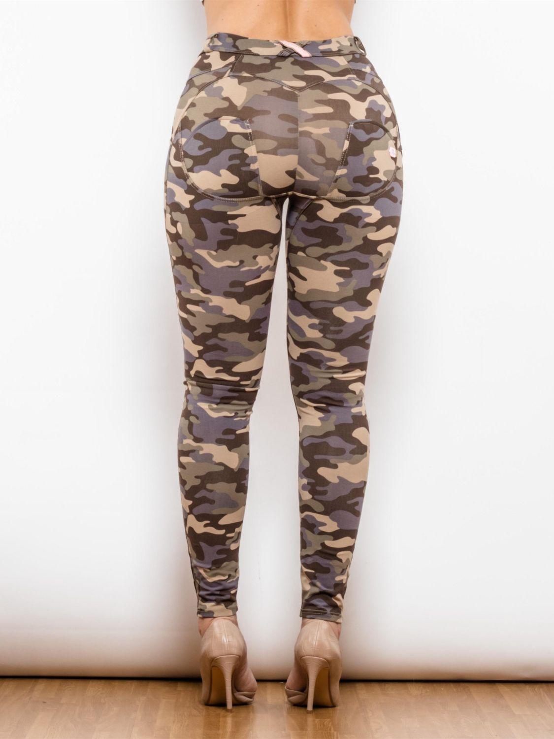 Full Size Camouflage Buttoned Leggings - Lab Fashion, Home & Health