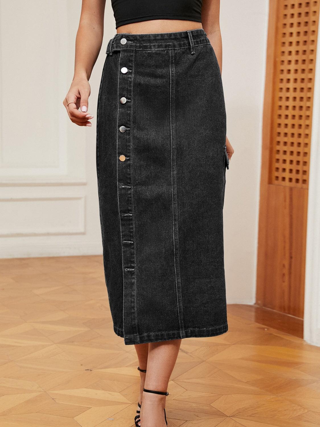 Button Down Denim Skirt - Lab Fashion, Home & Health