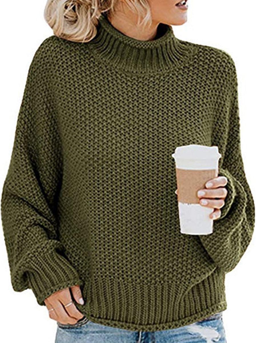 Turtleneck Dropped Shoulder Sweater - Lab Fashion, Home & Health