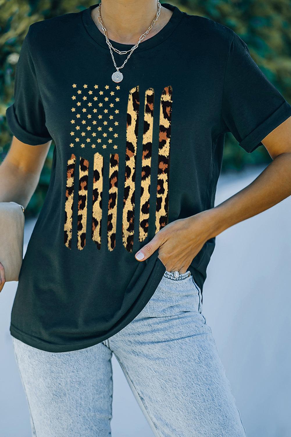 Stars and Stripes Graphic Round Neck Tee - Lab Fashion, Home & Health
