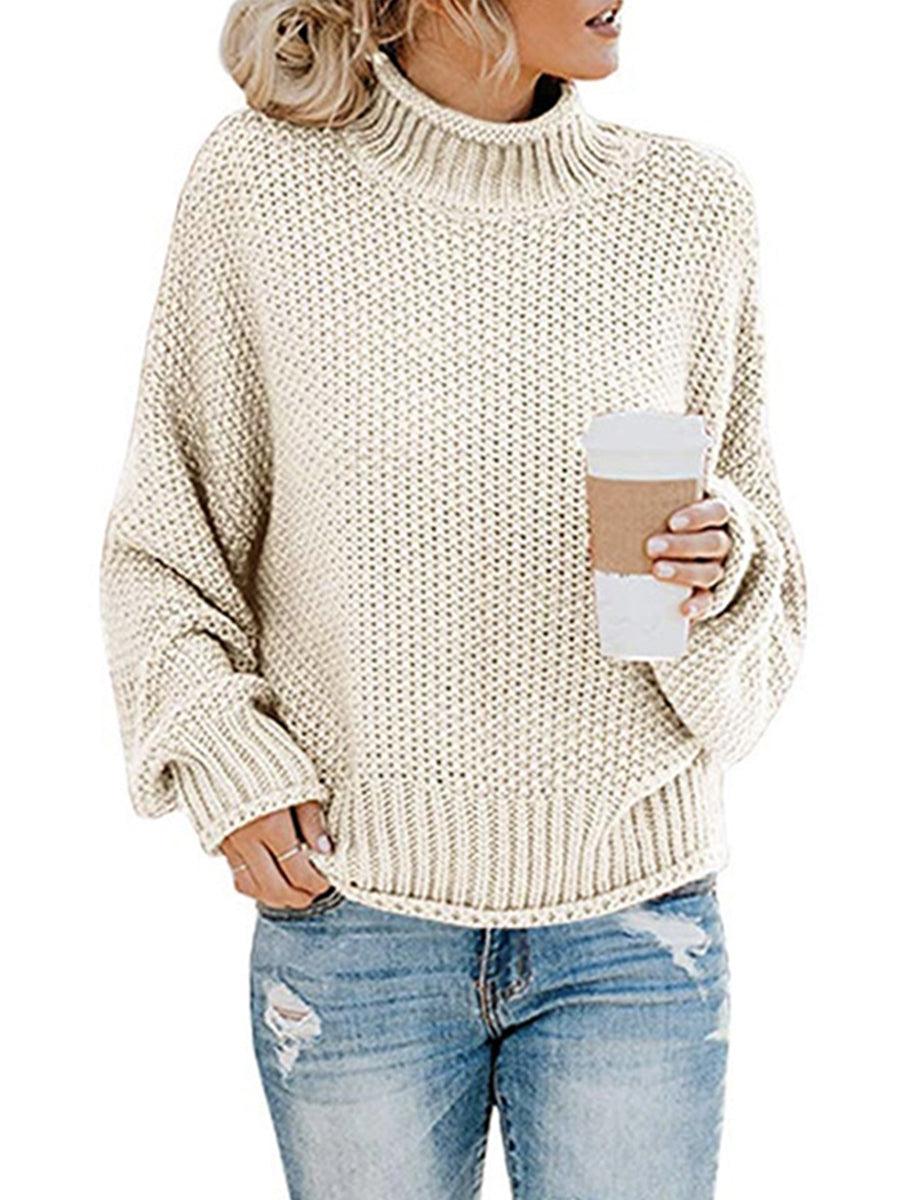 Turtleneck Dropped Shoulder Sweater - Lab Fashion, Home & Health