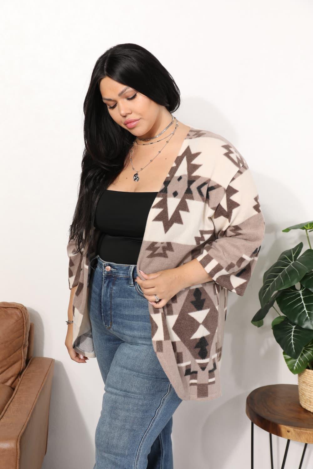 Sew In Love Full Size Cardigan with Aztec Pattern - Lab Fashion, Home & Health