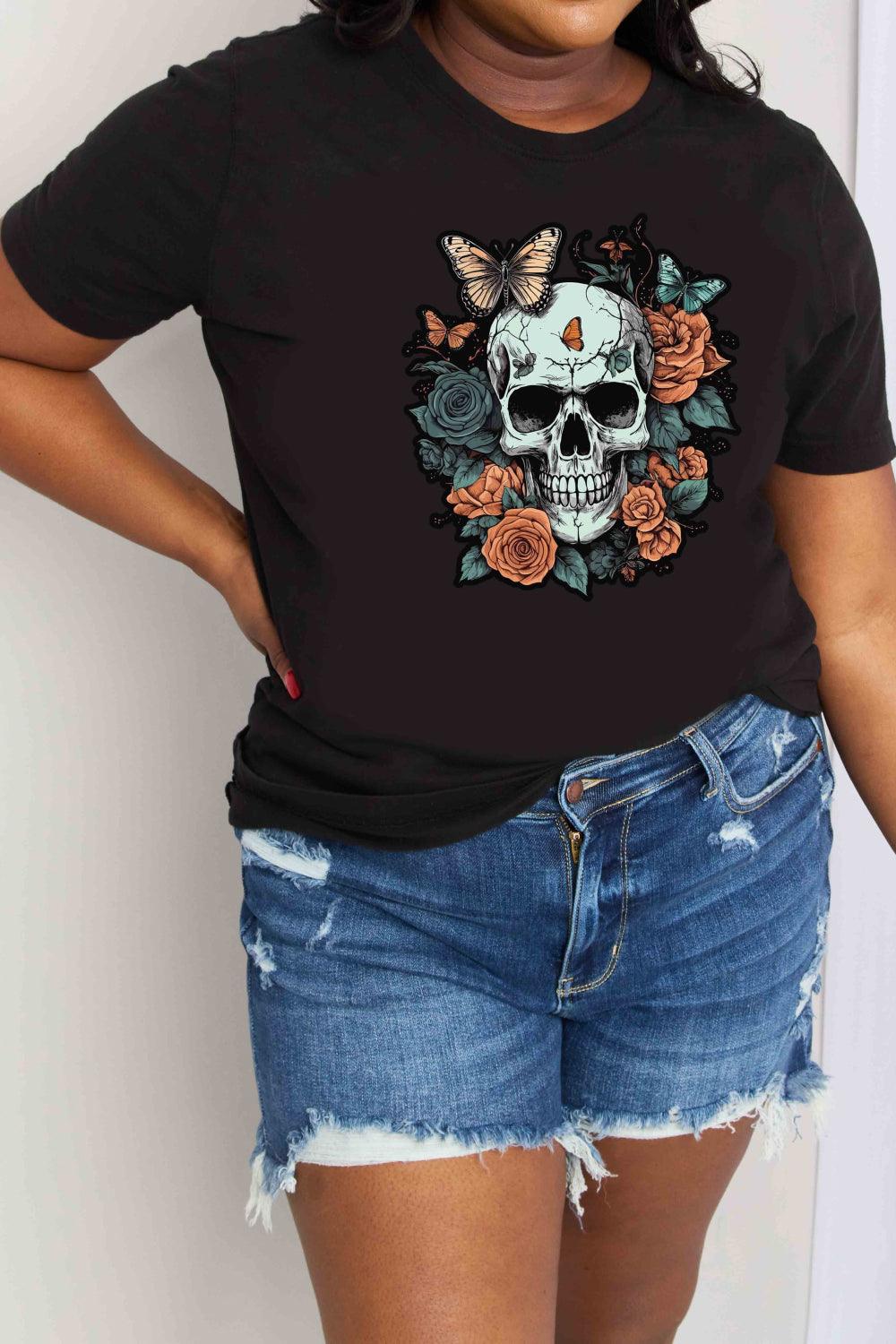 Simply Love Simply Love Full Size Skull Graphic Cotton T-Shirt - Lab Fashion, Home & Health
