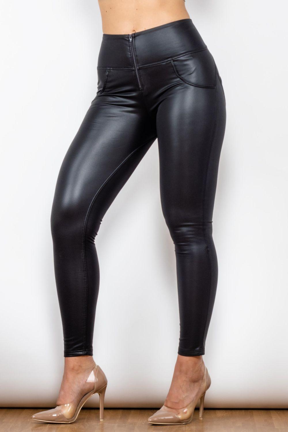 Full Size PU Leather Zip Detail Leggings - Lab Fashion, Home & Health