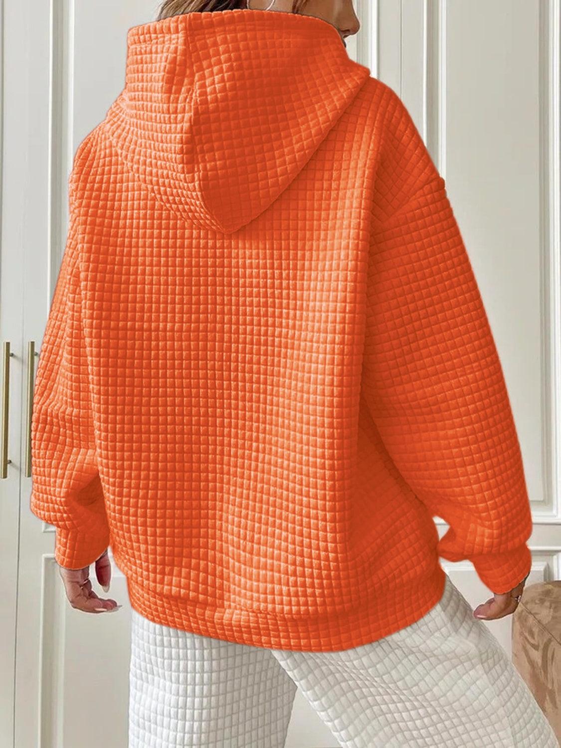 Textured Drawstring Drop Shoulder Hoodie - Lab Fashion, Home & Health