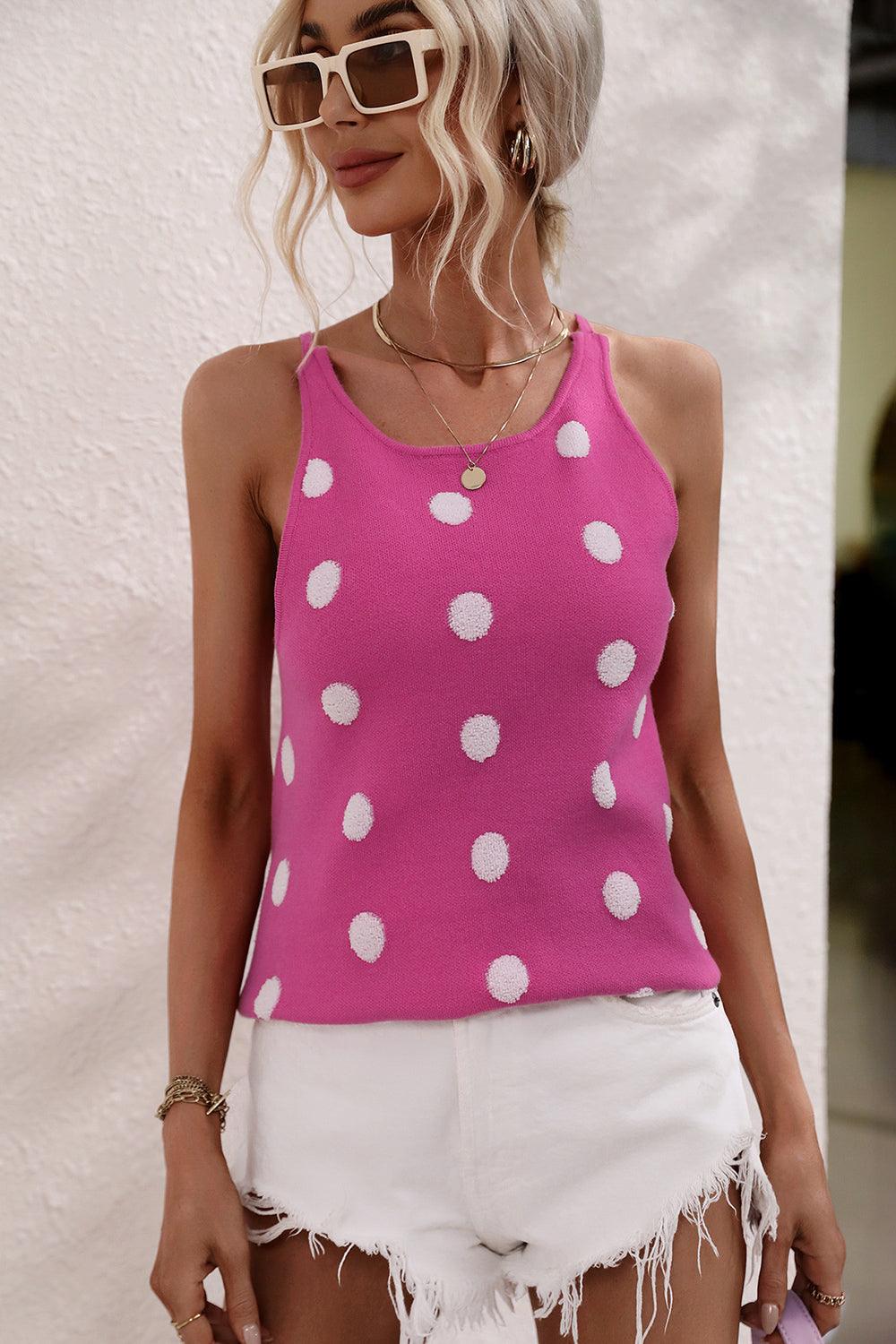 Polka Dot Round Neck Tank - Lab Fashion, Home & Health