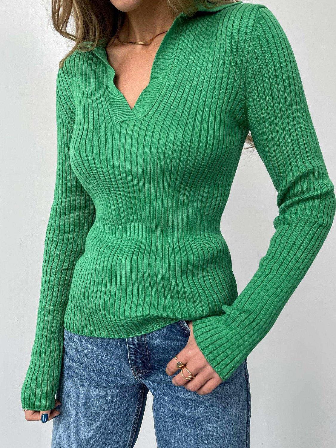 Johnny Collar Rib-Knit Top - Lab Fashion, Home & Health