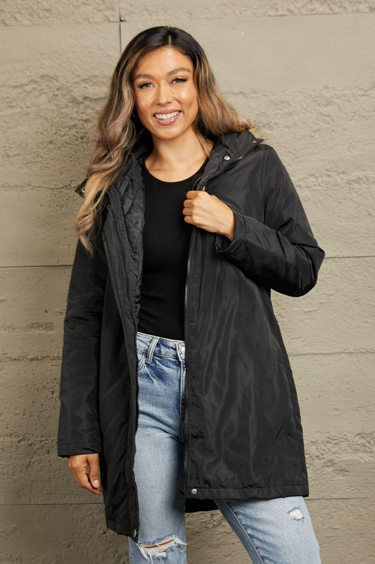 Double Take Faux Fur Trim Hooded Puffer Jacket - Lab Fashion, Home & Health