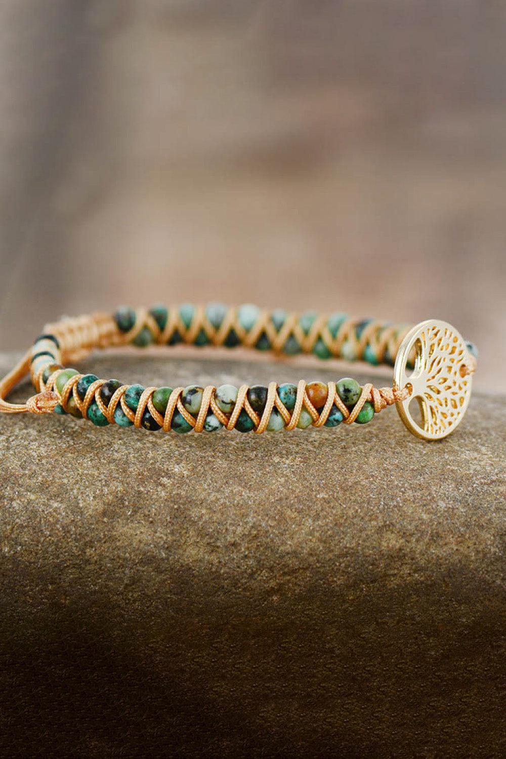 Handmade Tree Shape Beaded Copper Bracelet - Lab Fashion, Home & Health